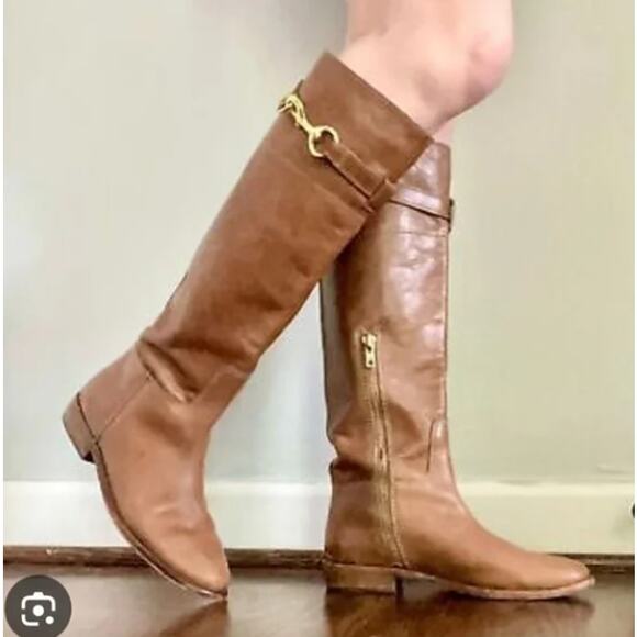 Coach Laguna Riding Boots Leather Knee High Equestrian Brown Flat 6.5 - Picture 2 of 9